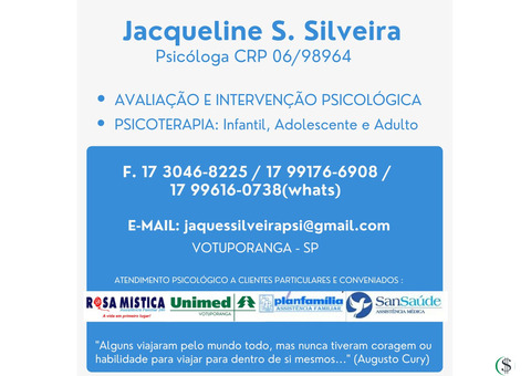 JACQUELINE S. SILVEIRA - PSICÓLOGA CRP 06/98964