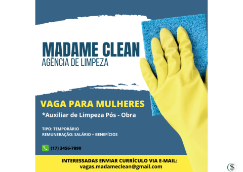 MADAME CLEAN AGÊNCIA DE LIMPEZA - VAGAS